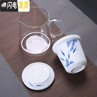 三维工匠手绘玻璃茶壶加厚耐热泡茶具陶瓷过滤内胆红茶壶功夫冲茶器 单壶