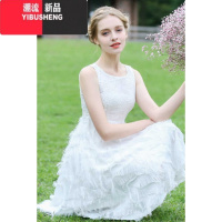 YIBUSHENG前200特价!白色连衣裙女2024新款气质优雅高腰显瘦连衣裙