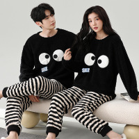 情侣睡衣女款春秋冬季珊瑚绒加厚加绒保暖一男士一女士家居服套装