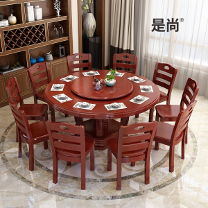是尚 实木圆餐桌带转盘 橡木圆桌 圆餐桌 高档木 不含椅子