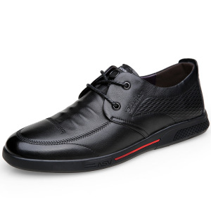 秋冬季头层牛皮男鞋中老年耐磨休闲鞋真皮圆头透气皮鞋子