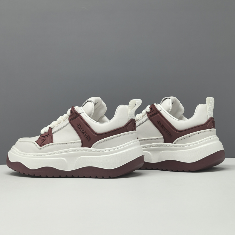 男生真皮厚底板鞋男款潮鞋真皮百搭欧洲站男鞋男士高端透气休闲鞋