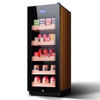 尊堡 JC-308E 茶叶冷藏保鲜恒温红酒柜冰吧家用客厅饮料干货水果保鲜柜 立式冷柜 棕木纹