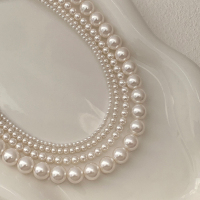 s925纯银强光正圆施家珍珠项链法式经典百搭高级感轻奢锁骨链送女朋友老婆情人节七夕生日礼物