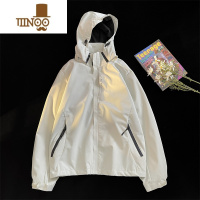 YANXU户外登山冲锋衣男款大码黑色工装外套痞帅青少年徒步防晒夹克