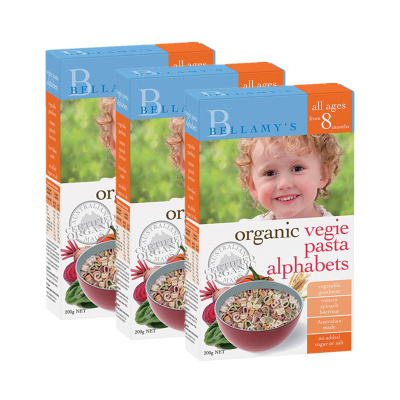 Bellamy's贝拉米贝拉米Bellamy’s有机高铁婴儿米粉8+8个月以上蔬菜字母意面3盒
