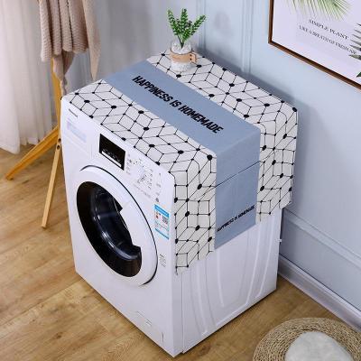 北欧简约棉麻冰箱罩防水盖布单双开冰箱巾洗衣机防尘罩微波炉罩 幸福-惬意 40*170cm(电视柜餐边柜鞋柜)