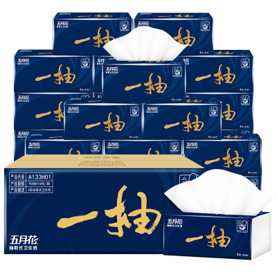 五月花平板纸抽卫系列4层90抽18包（L码）抽取式卫生纸可溶水易冲厕纸家用手纸厕所纸刀切纸