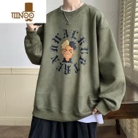 YANXU美式圆领宽松休闲长袖卫衣男士潮牌痞帅套头青少年外套