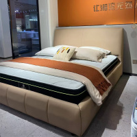 科朔真皮床现代简约皮床工厂展厅实拍轻奢风网红床L353#