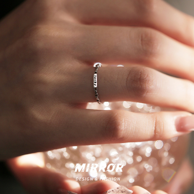 925纯银lucky链条戒指女指环尾戒轻奢时尚气质个性新款小巧送女朋友老婆情人节七夕生日礼物