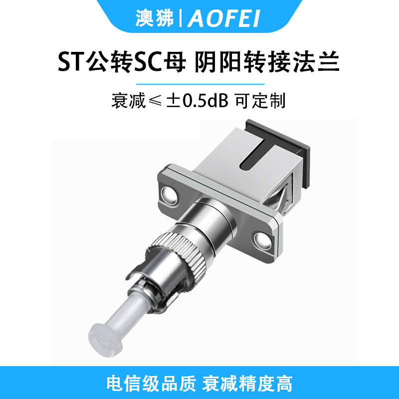 澳狒 ST-SC 光纤转接头光纤适配器耦合器阴阳转接法兰盘 ST公转SC母 1个