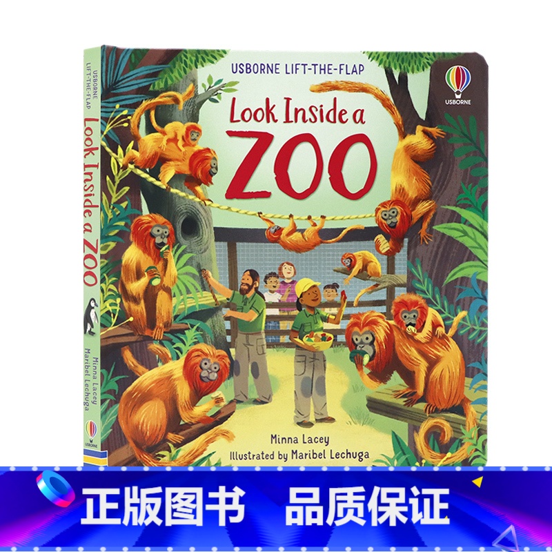 [正版]Usborne偷偷看里面系列动物园英文原版绘本 Look Inside a Zoo 儿童启蒙纸板机关翻翻书 2