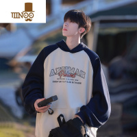 YANXU卫衣男插肩袖撞色休闲套头上衣青少年宽松学生无帽外套