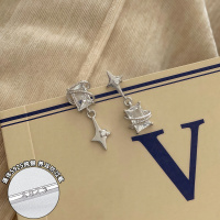 纯银星芒不对称锆石耳钉轻奢高级感流苏耳环小众冷淡风耳饰女送女朋友老婆情人节七夕生日礼物