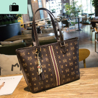 时尚包包女2020新款春夏女包大容量百搭大气印花托特包单肩手提包NEW LAKE 咖啡色