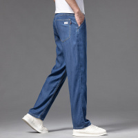 新款天丝莱赛尔牛仔裤男夏季薄款透气潮牌宽松休闲大码直筒裤_160