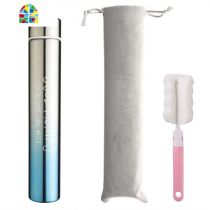 保温杯男便携细长款女个性创意潮流水杯子简约清新森系网红高颜值 FENGHOU 白色礼盒套装(2个装)