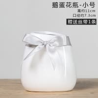 欧式花瓶白色陶瓷小清新干花花器客厅摆件餐桌装饰满天星插花瓷器 三维工匠 麻绳花瓶小号-蓝色