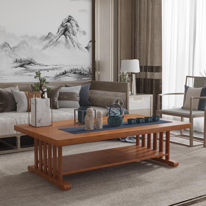 新中式简约功夫茶桌小桌子实木茶几小户型双层茶几桌客厅家用茶台