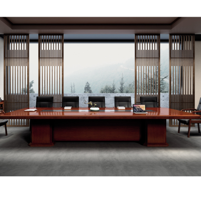 会议桌商务洽谈大型会议台油漆贴实皮木皮 定做尺寸样式联系客服