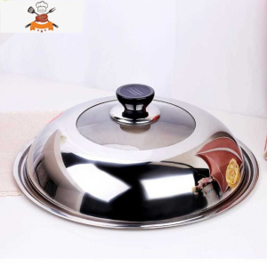 加厚不锈钢锅盖玻璃盖家用砂锅盖子炒锅头把手小透明钢化高盖配锅 敬平 40CM(适内直径37.8CM-39锅具配件