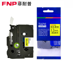 菲耐普 色带 PT-E115B 黄底黑字 12mm 个