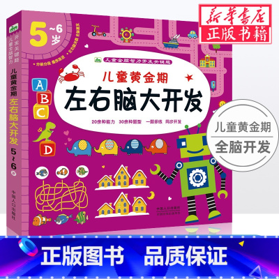 [正版]左右脑大开发5-6岁儿童黄金期全脑智力开发儿童幼儿园大班培养动手动脑潜能智能专注力训练书关键题儿童书左脑右脑逻