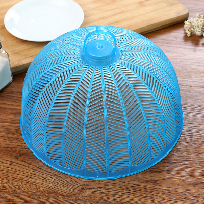 敬平(JING PING)6个装圆形迷你食物罩子饭菜罩防蝇罩餐桌罩可折叠塑料小号防尘 半透明蓝色[6个装]饭罩