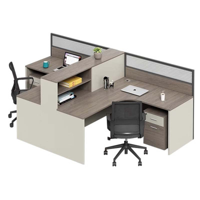 铭威盾职员办公桌员工位卡座屏风位桌椅组合T型两人位[含柜/椅]