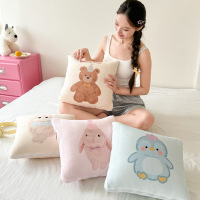新款牛奶绒数码印花抱枕被糯叽叽两用二合一车载靠垫午睡小被子