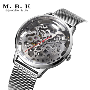 M.B.K欧美手表专柜同款全自动机械表 男表双面镂空大透明3D曲面蓝宝石镜面时尚休闲潮流手表男士腕表1020G