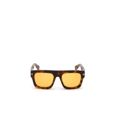 汤姆福特(Tom Ford)玳瑁纹方形镜框深色镜片男款太阳眼镜户外休闲 黄色