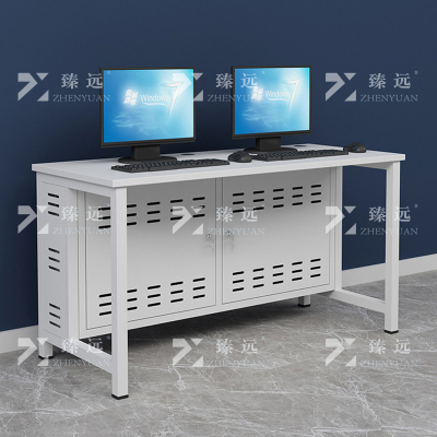 臻远 钢架电脑桌培训桌机房电脑桌学习桌课桌 双人位B款