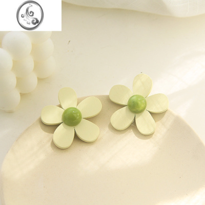 JiMi202可爱清爽果绿花朵爱心格子纽扣925银针耳钉无耳洞耳环耳夹