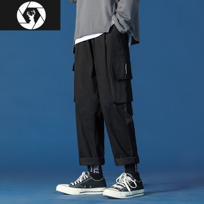 HongZun男士休闲长裤子秋冬季款韩版潮流加绒加厚宽松直筒百搭潮牌工装裤工装制服