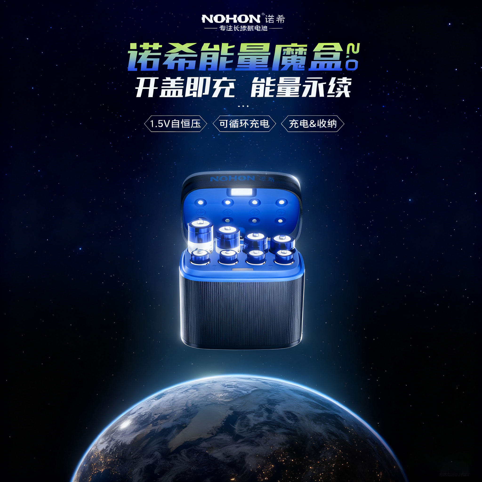 诺希NOHON57号混充8仓套装快速充电耐用可靠长寿命设计含4节3600mWh/1300mWh电池