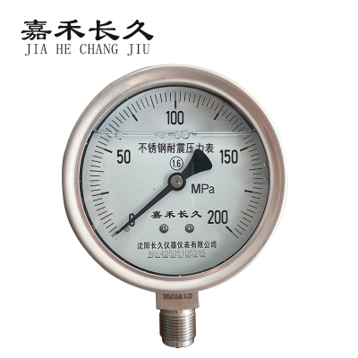 嘉禾长久 不锈钢耐震压力表 YTN100BF 0-200Mpa 块