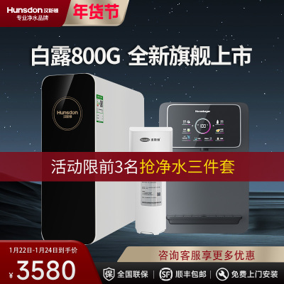 汉斯顿/Hunsdon净水器家用直饮自来水过滤厨房净化反渗透ro净水机800G大通量白露2L/min直饮出水