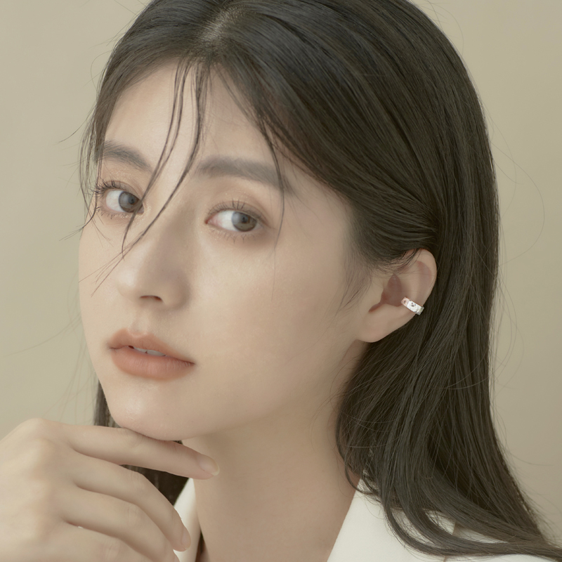 925无耳洞福利纯银耳夹女宽面耳骨夹冷淡风耳钉耳环ins耳饰送女朋友老婆情人节七夕生日礼物