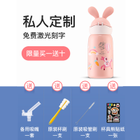 (免费刻字)兔飞飞韩国杯具熊BEDDYBEAR正品儿童保温杯316不锈钢带吸管两用水壶男女学生水杯子600ml保温用品