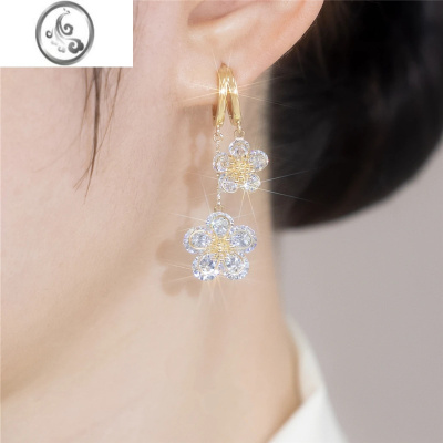 JiMi[白茶]精致超仙花朵耳环2023年新款潮银银耳钉气质优雅百搭耳饰