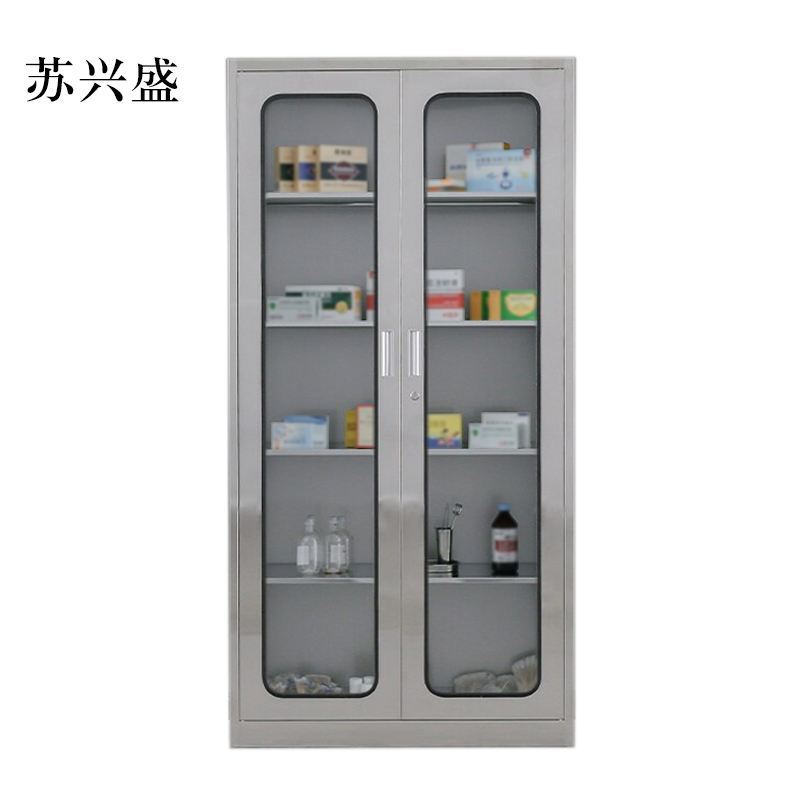 苏兴盛文件柜不锈钢柜子储物柜资料柜档案柜带锁文件柜304通玻文件柜