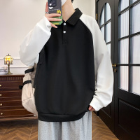 男装休闲运动卫衣男春秋季宽松百搭长袖T恤打底衫翻领Polo衫上衣
