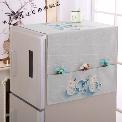 第吉尔*棉麻冰箱巾双对开冰箱罩单开防尘罩家用盖巾盖布防晒洗衣机罩花朝月夕双开门65*170cm