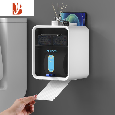 三维工匠免打孔壁挂式卫生间纸巾盒防水厕所抽纸卷纸洗手间收纳置物架大号 双层白色 [抽纸+卷纸通用]