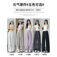 黑色冰丝裤女夏季薄款2026新款高腰垂感松弛感裤子宽松阔腿裤_472