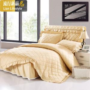 棉夹棉四件套加厚床罩床裙式棉色床上用品韩版韩式公主床笠 三维工匠