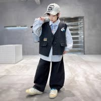 男童春装套装2026新款春季痞帅儿童休闲衣服潮男孩马甲两件套