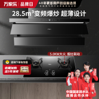 万家乐 抽油烟机 烟灶套装 28.5立方大风量挥手智控纳米暴风洗油烟机灶具套装K9R2+KV063B天然气